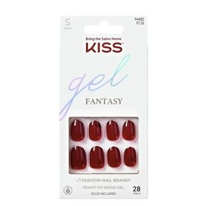 NEW! KISS Gel Fantasy Glossy Deep Red Nails